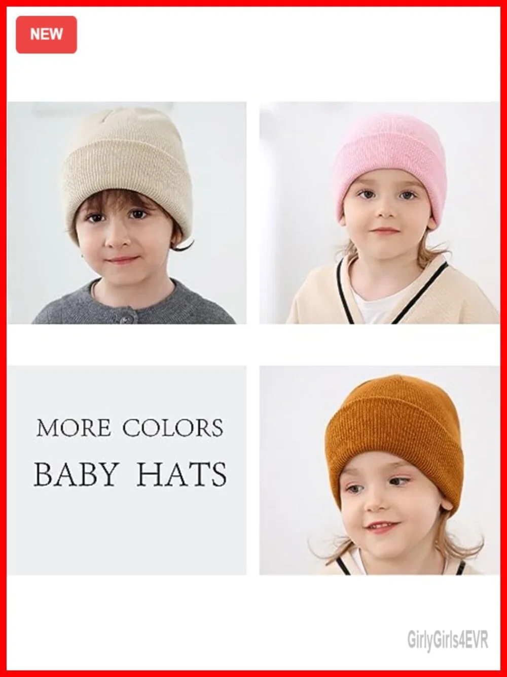 4-Pack Toddler Winter Beanie Hats Soft Acrylic Knit Caps for Boys Girls